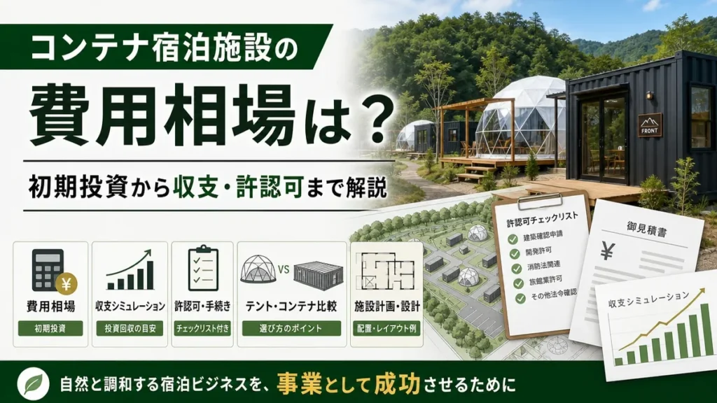 コンテナ宿泊施設の費用相場は？初期投資から収支・許認可まで解説