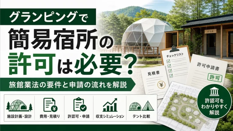 グランピングで簡易宿所の許可は必要？旅館業法の要件と申請の流れを解説