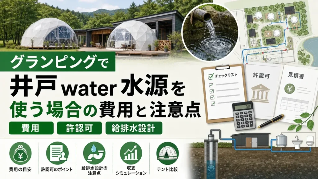 グランピングで井戸water水源を使う場合の費用と許認可、給排水設計の注意点