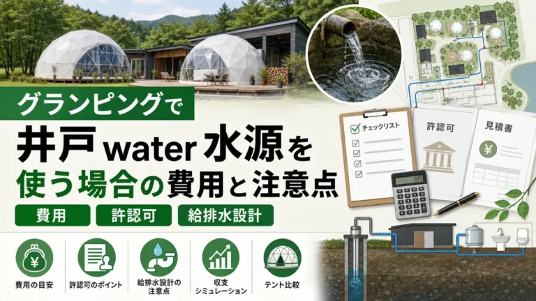 グランピングで井戸water水源を使う場合の費用と許認可、給排水設計の注意点